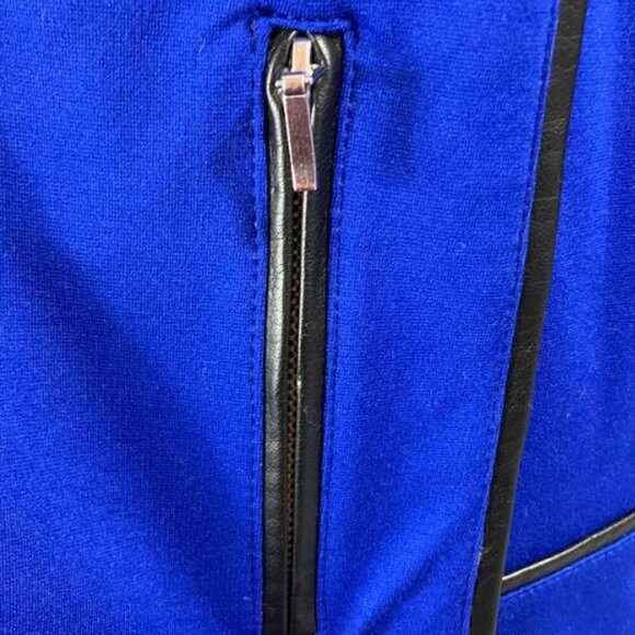 INC Int'l Concepts Cobalt Moto Blazer Jacket with Faux Leather Trim  3X  NWOT - Picture 8 of 10